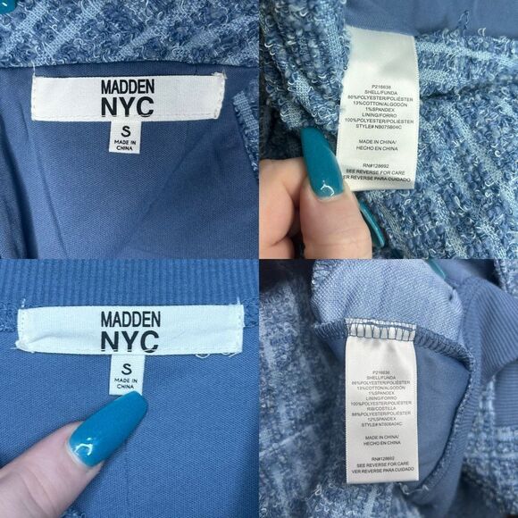 Madden NYC Blue Long Sleeve Tweed Bomber Jacket Tank Top Skort 3 Piece Set - Picture 14 of 15